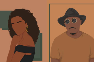 draw minimalist faceless vector portrait for family friends
