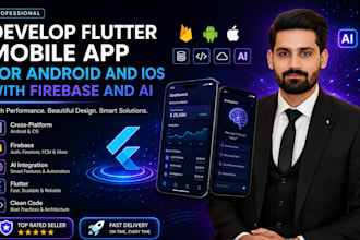develop modern flutter android ios app with firebase ai and clean ui