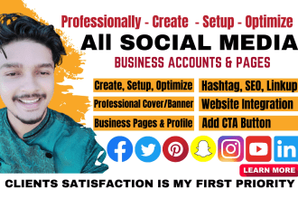 perfectly create setup all social media accounts optimize and pages