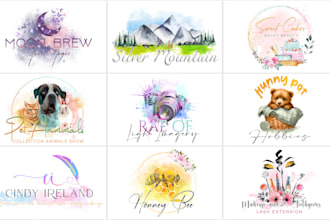design feminine signature watercolor boho logo