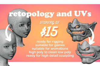do professional retopology and uv unwrapping