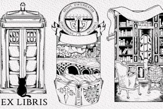 draw personalized ex libris stamp illustration