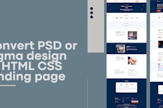 convert PSD figma design to html css landing page