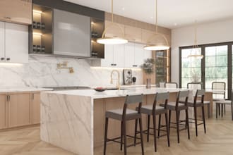 design kitchen interior in 3d and render