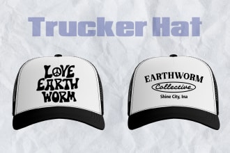 create a trucker hat design in streetwear style for you