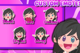 design chibi or anime style custom emotes or badges to your twitch, discord etc