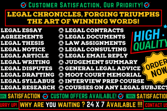 legal notice, essay, article, blog, email reply, judgement summary, assignments