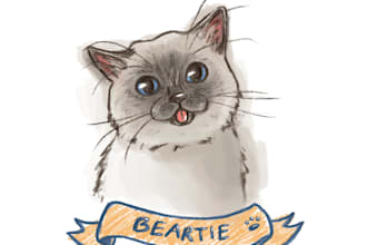 draw a cute portrait illustration of your cat