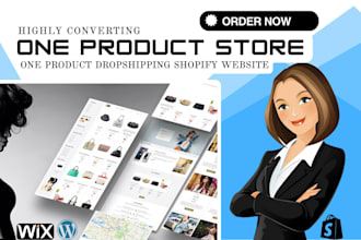 design one product shopify store landing page for one product dropshipping sales