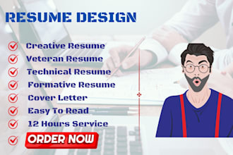 deliver creative resume, technical and veteran resume in 12h