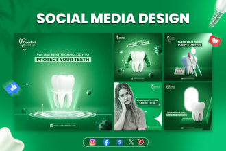 design social media for dental, fitness, and product banners or ads
