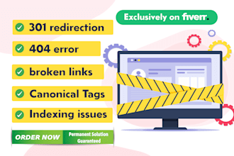 fix 301 redirection, 404 error, broken links and canonical issues