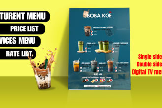 design professional and modern menu food menu price list