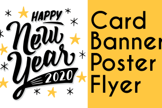 design new year card, holiday post, banner, flyer and logo