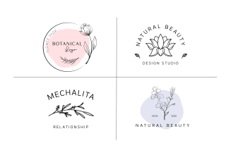 do hand drawn botanical line art boho logo design