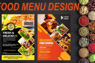 do an amazing menu design, food menu, restaurant menu