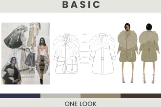 design a fashion collection with flat sketches for you