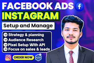 setup facebook meta ads campaign, fb ads manager instagram ad for leads sales