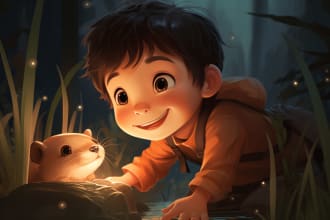 do children story book illustration cover using ai