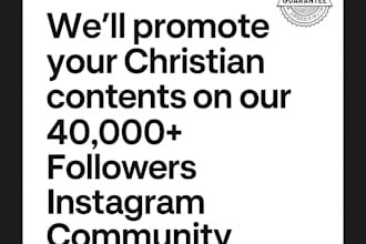 promote christian products, books, ministry and messages on our 40k instagram