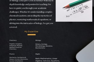 help with math, physics, chemistry, statistics, calculus and biology assignments