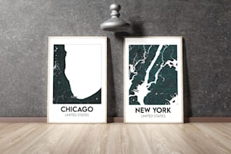 design a custom city or region wall map poster for any city in the world
