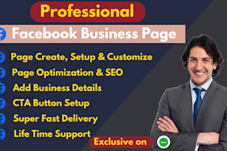 create, setup and design facebook business page for you