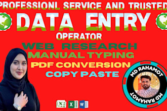 do a quick data entry, web research, and administrative support job