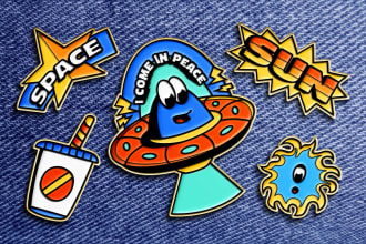 create cute cartoon enamel pin or sticker design