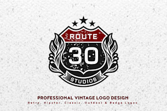 design a professional vintage, retro, hipster badge, outdoor, or business logo
