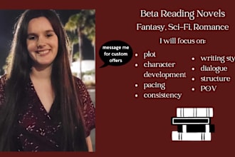 beta read your fantasy sci fi or romance novel