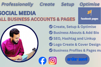 create optimized facebook business page with logo and cover