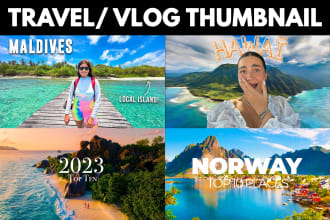 design amazing youtube travel vlog thumbnail