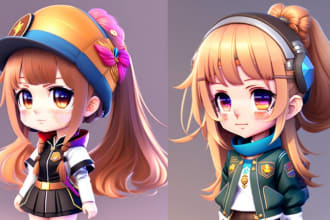 draw cute pngtuber,  vtuber model, live2d chibi art giftuber streaming for rig