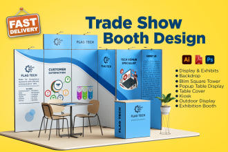 design trade show booth backdrop and kiosk for your exhibition