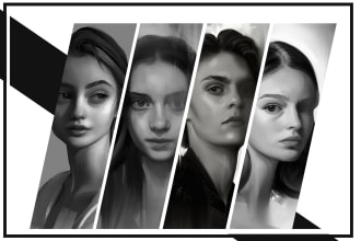 paint black and white portrait painting
