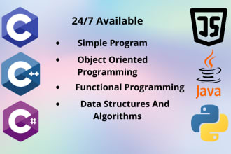 do task in c cpp java csharp and python programming