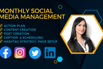 do monthly social media management as a social media manager