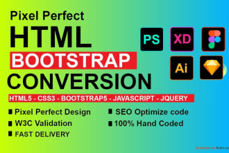 convert figma to html psd to html xd to html and bootstrap
