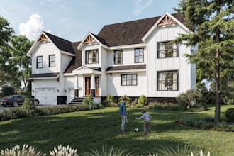 create 3d modeling and rendering of exterior facade