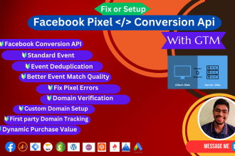 setup or fix facebook conversion API, server side tracking ga4 with GTM