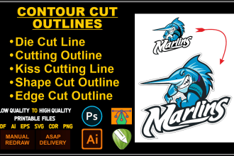 create die cut outline contour line kiss cutting and edge line on your design