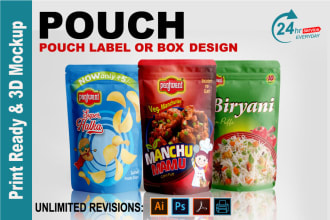 do stand up pouch, pouch label, product packaging with 3d mockup and logo