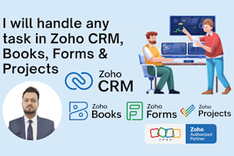 handle any task in zoho CRM, books, forms and projects