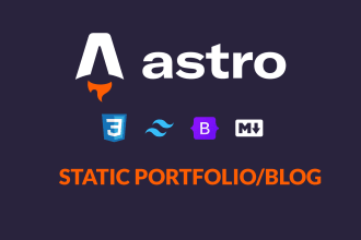 crate portfolio blog site using astro, markdown, CSS, bootstrap or tailwind