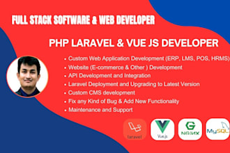 your vue js and PHP laravel developer for website and software development