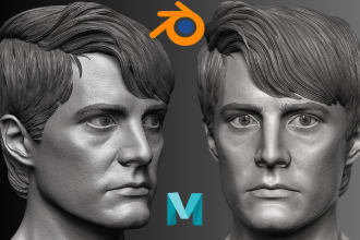 3d sculpt realistic face 3d head 3d bust model for 3d printing