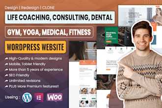 design sports, consulting, gym, yoga, dental, medical, fitness wordpress website