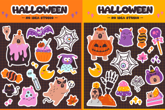 create cute chibi hand drawn kawaii doodle illustrations, stickers