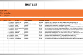 create a shot list for your screenplay or film script